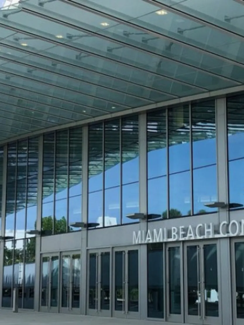 Exterior view of the entrance to the Miami Beach Convention Center