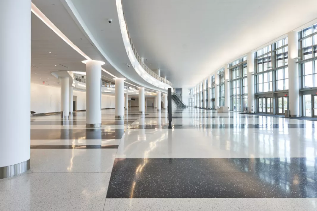 Interior view of the entrance of the Miami Beach Convention Center