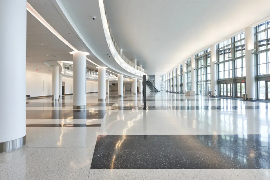 Interior view of the entrance of the Miami Beach Convention Center