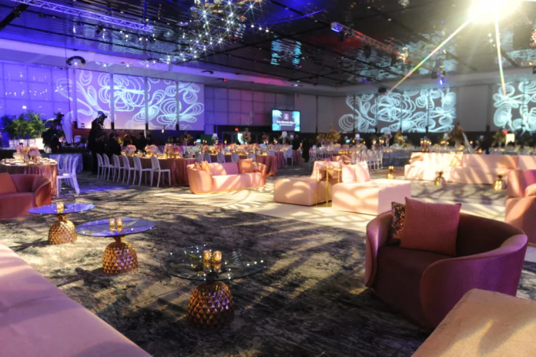 Chairs and couches inside the Miami Beach Convention Center